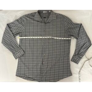 Calvin Klein Extreme Slim Fit Men's Gray Plaid Long Sleeve Dress Shirt 34/35